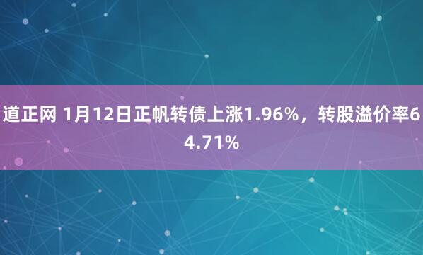 道正网 1月12日正帆转债上涨1.96%,转股溢价率64.71%